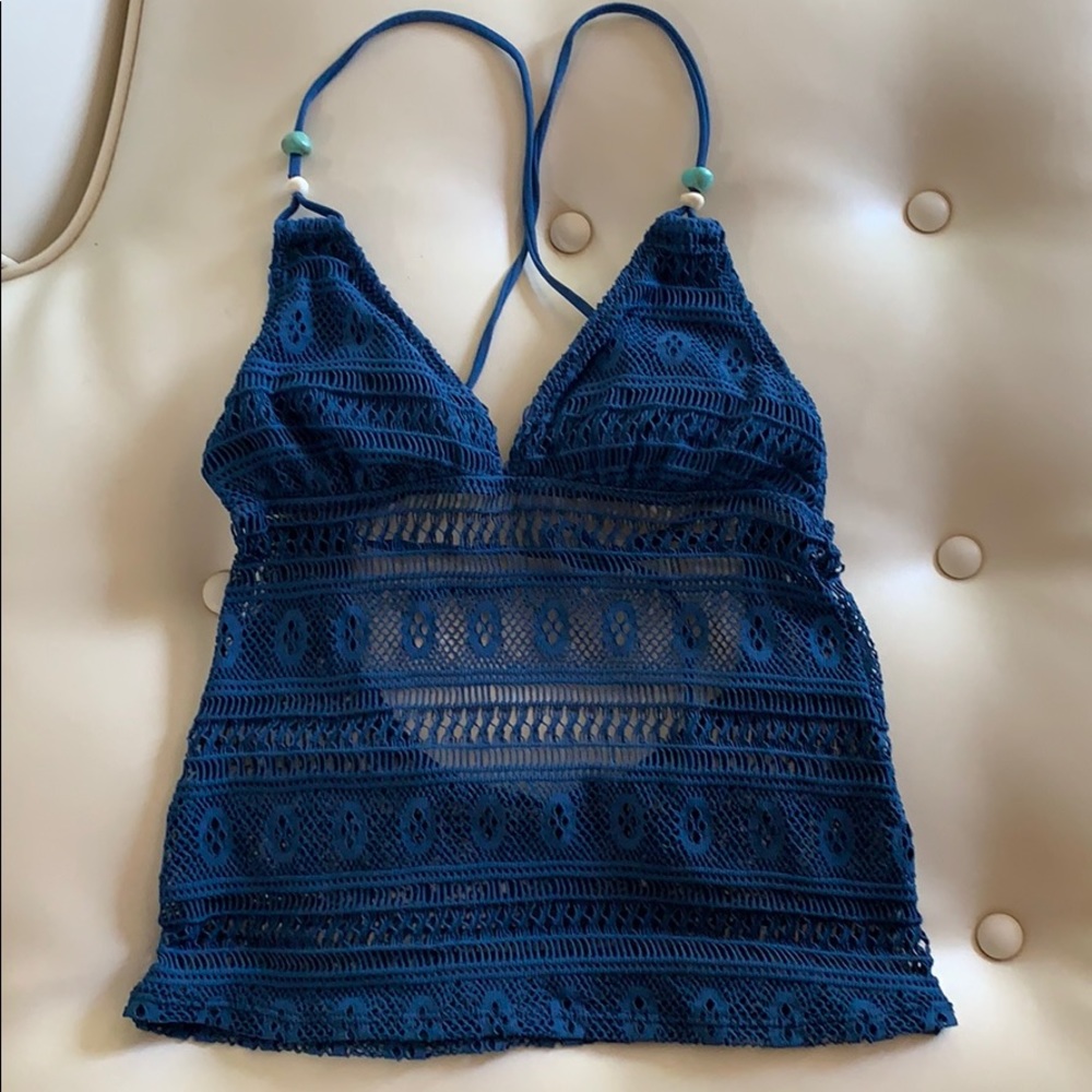 Petrol Blue Crochet Tankini